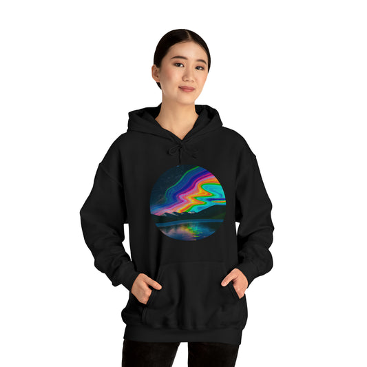  Revel in the comfort of this galaxy-inspired unisex sweatshirt. Composed of an even mix of cotton and polyester, it promises both warmth and longevity. Designed for a classic fit, this hoodie features a roomy kangaroo pocket and a color-coordinated drawstring hood.